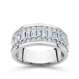 1.68 Carat Baguette and Round Brilliant Cut Diamond Ring in 18ct White Gold