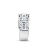 1.68 Carat Baguette and Round Brilliant Cut Diamond Ring in 18ct White Gold