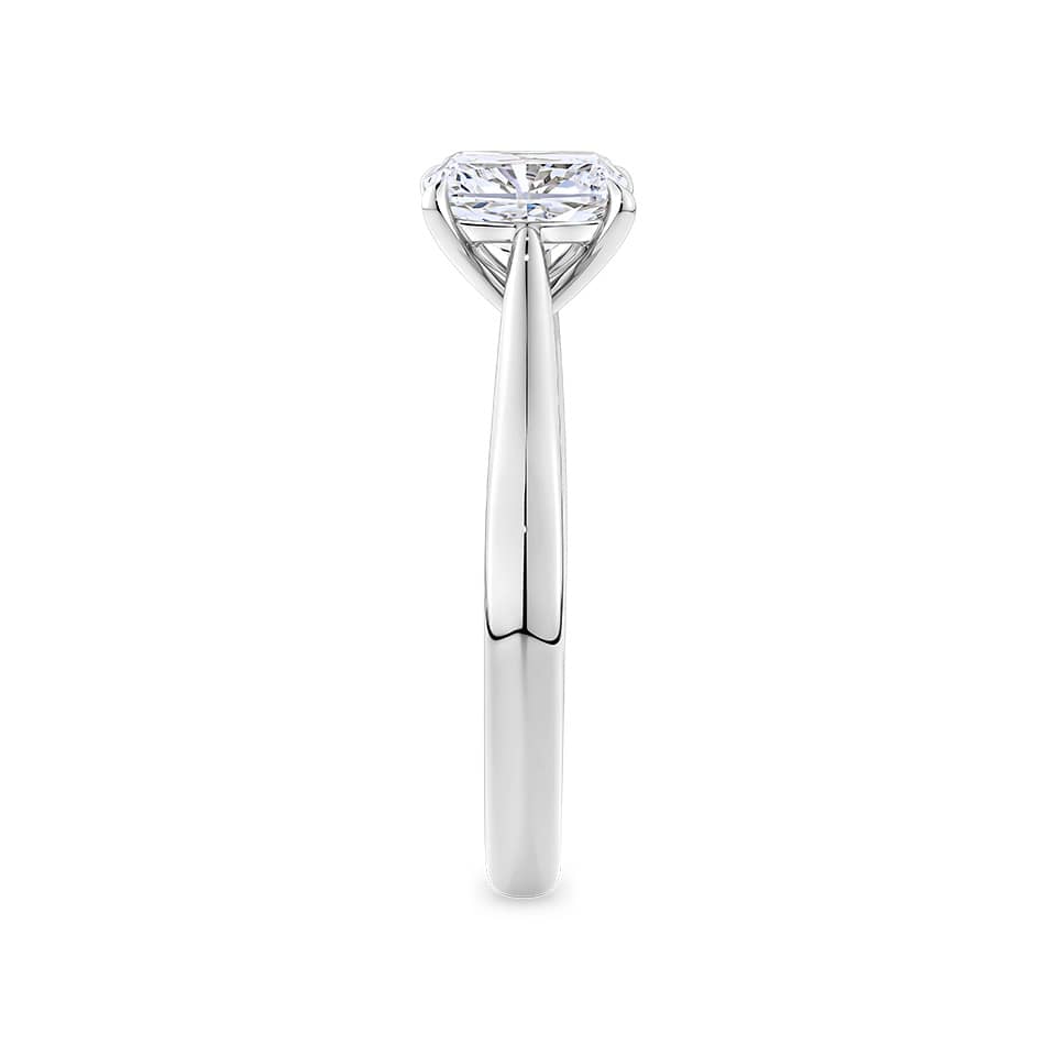 Long Cushion Cut Engagement Ring in 18ct White Gold