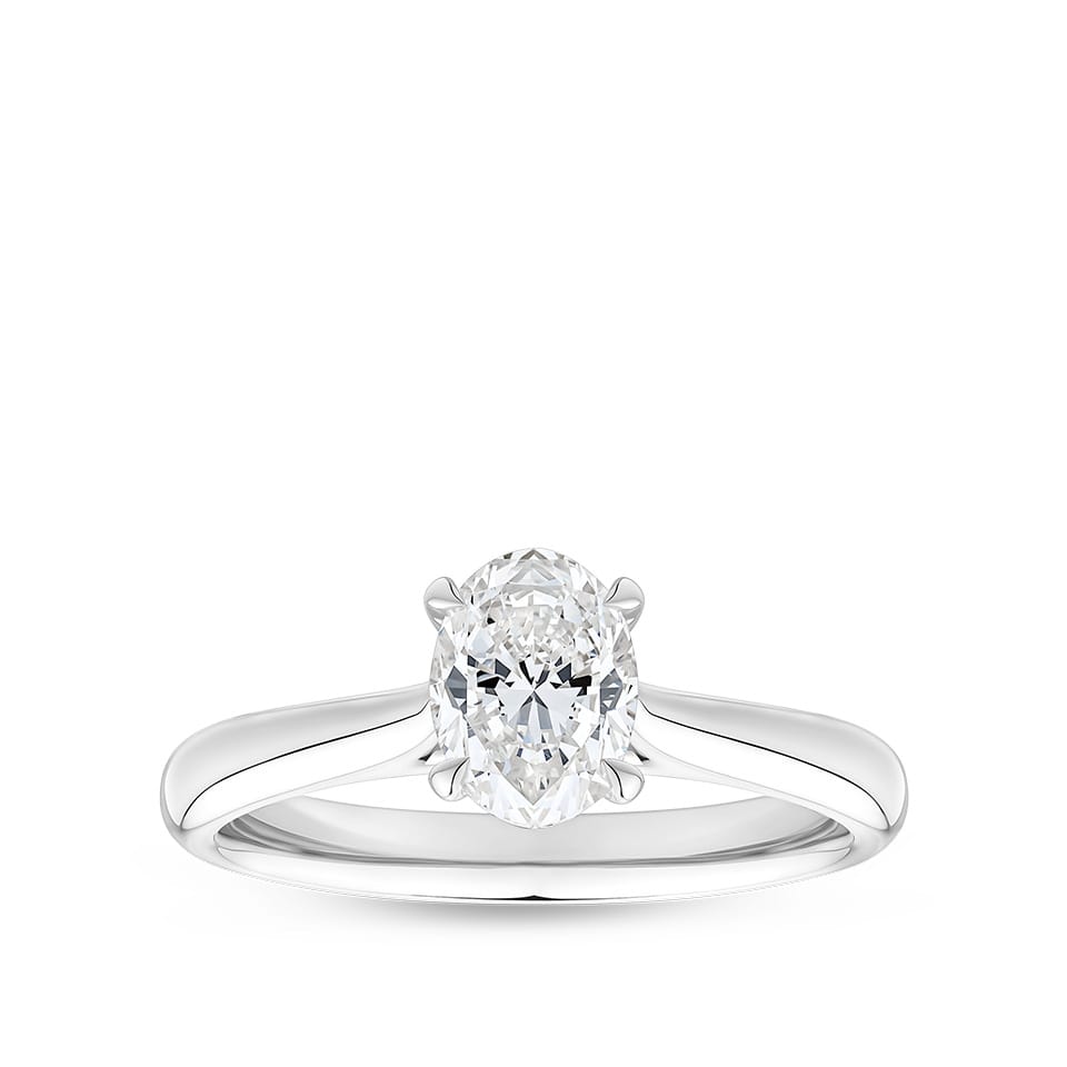 Oval Cut Diamond Engagement Ring in 18ct White Gold
