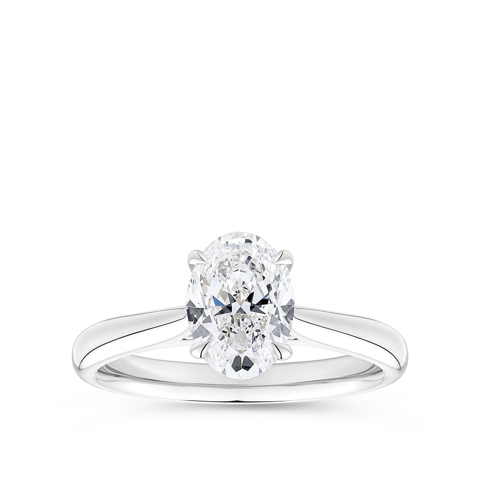Oval Cut Diamond Engagement Ring in 18ct White Gold
