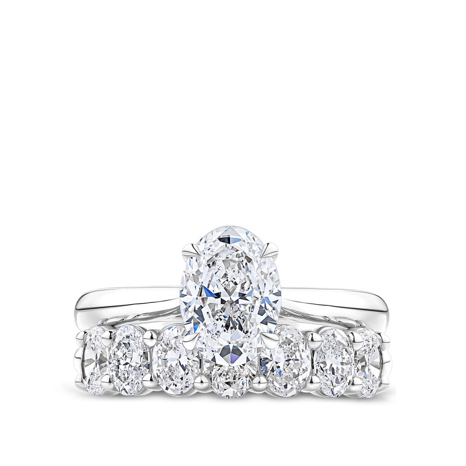 1.40 Carat Oval Cut Diamond Half Eternity Ring in 18ct White Gold