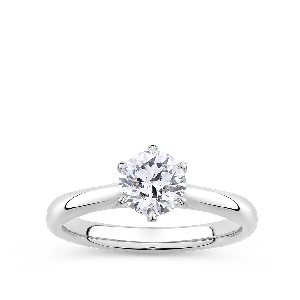 Round Brilliant Cut Diamond Engagement Ring in 18ct White Gold