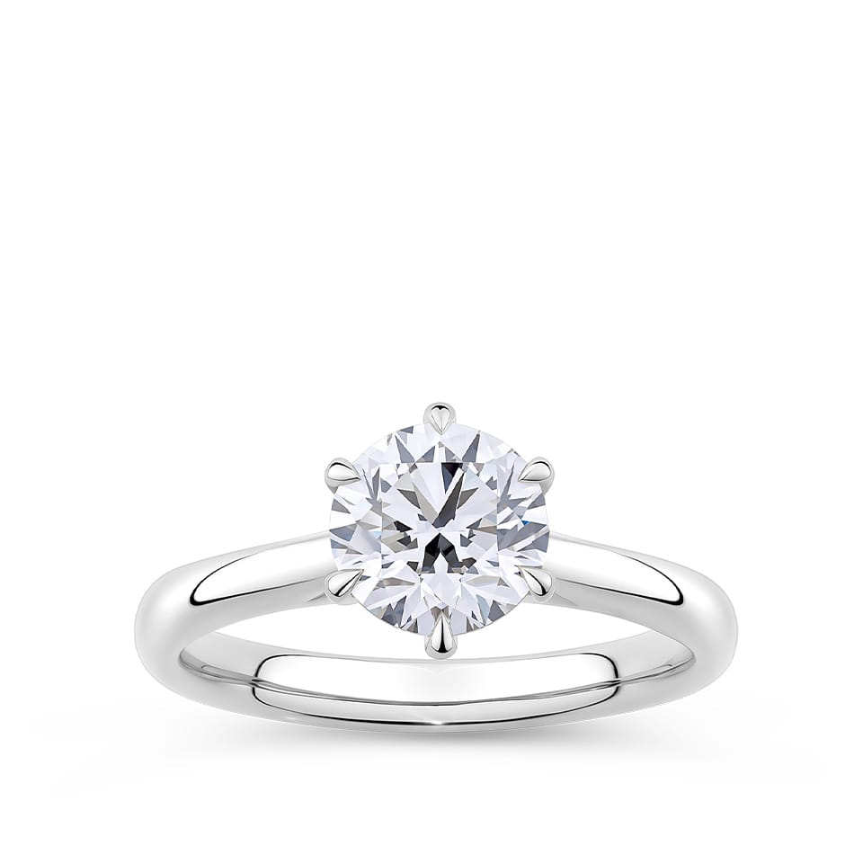 Round Brilliant Cut Diamond Engagement Ring in 18ct White Gold