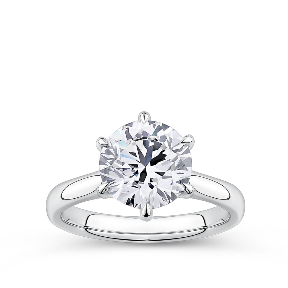 Round Brilliant Cut Diamond Engagement Ring in 18ct White Gold