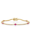 Ruby and Diamond Oval Bracelet in 18ct Yellow Gold