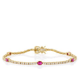 Ruby and Diamond Oval Bracelet in 18ct Yellow Gold