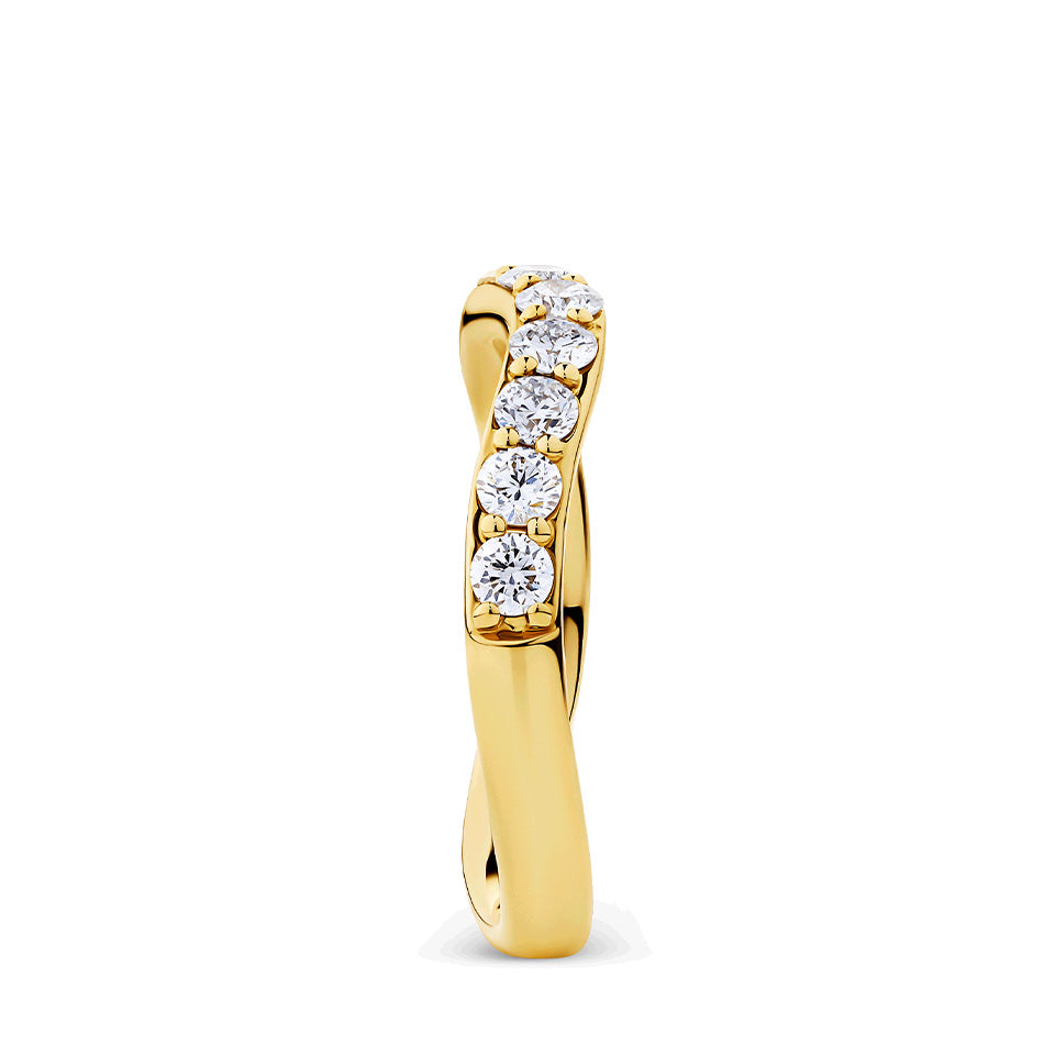 0.75 Carat Diamond Wave Ring in 18ct Yellow Gold