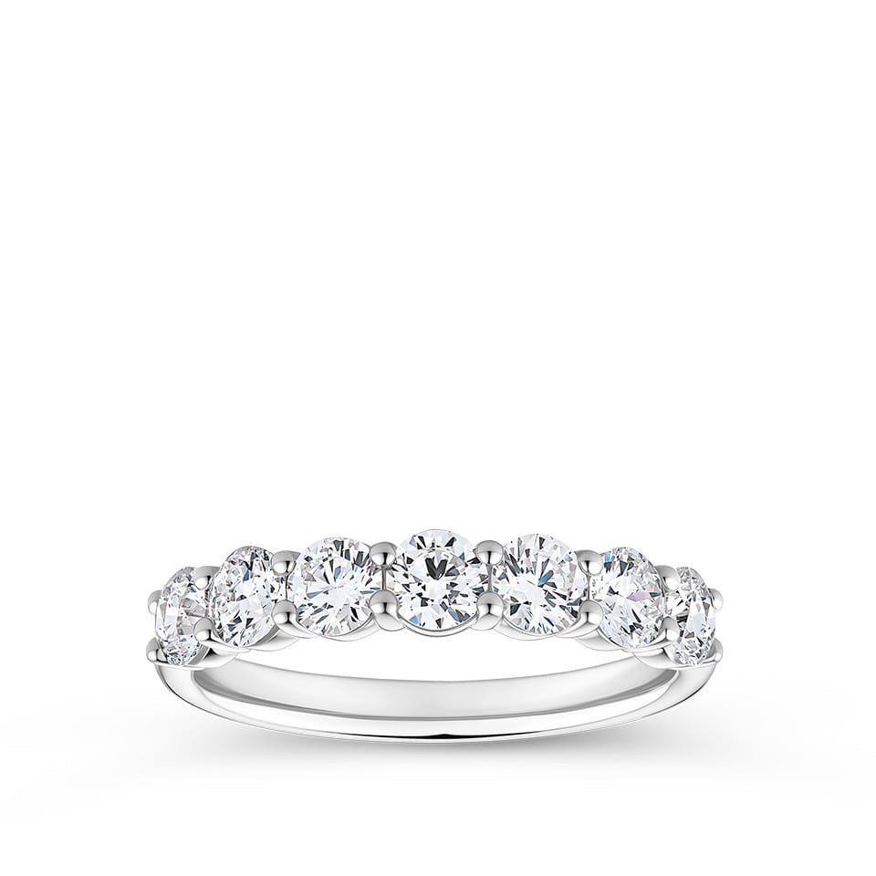 1.35 Carat Round Brilliant Cut Diamond Half Eternity Ring in 18ct White Gold