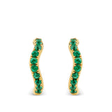 Emerald Wave Hoop Earrings in 18ct Yellow Gold