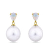 Australian Opal and South Sea Pearl Earrings in 18ct Yellow Gold
