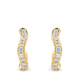 0.75 Carat Diamond Wave Hoop Earrings in 18ct Yellow Gold