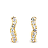 0.75 Carat Diamond Wave Hoop Earrings in 18ct Yellow Gold