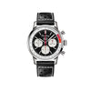 Breitling Top Time Deus B01 Chronograph 41mm Watch AB01765A1B1X1 displays its black dial with the Deus emblem, "In Benzin Veritas" adage, and contrasting squircle subdials. A tachymeter scale and lightning-bolt-shaped chronograph hand complete the vintage dashboard-inspired layout.