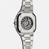 bell & Ross BR-05 Automatic 40mm Men's Watch, reference BR05A-BL-ST/SST, showing the back of the stainless steel bracelet and deployment clasp with push-button release. The brushed and polished finish continues consistently through the band links.