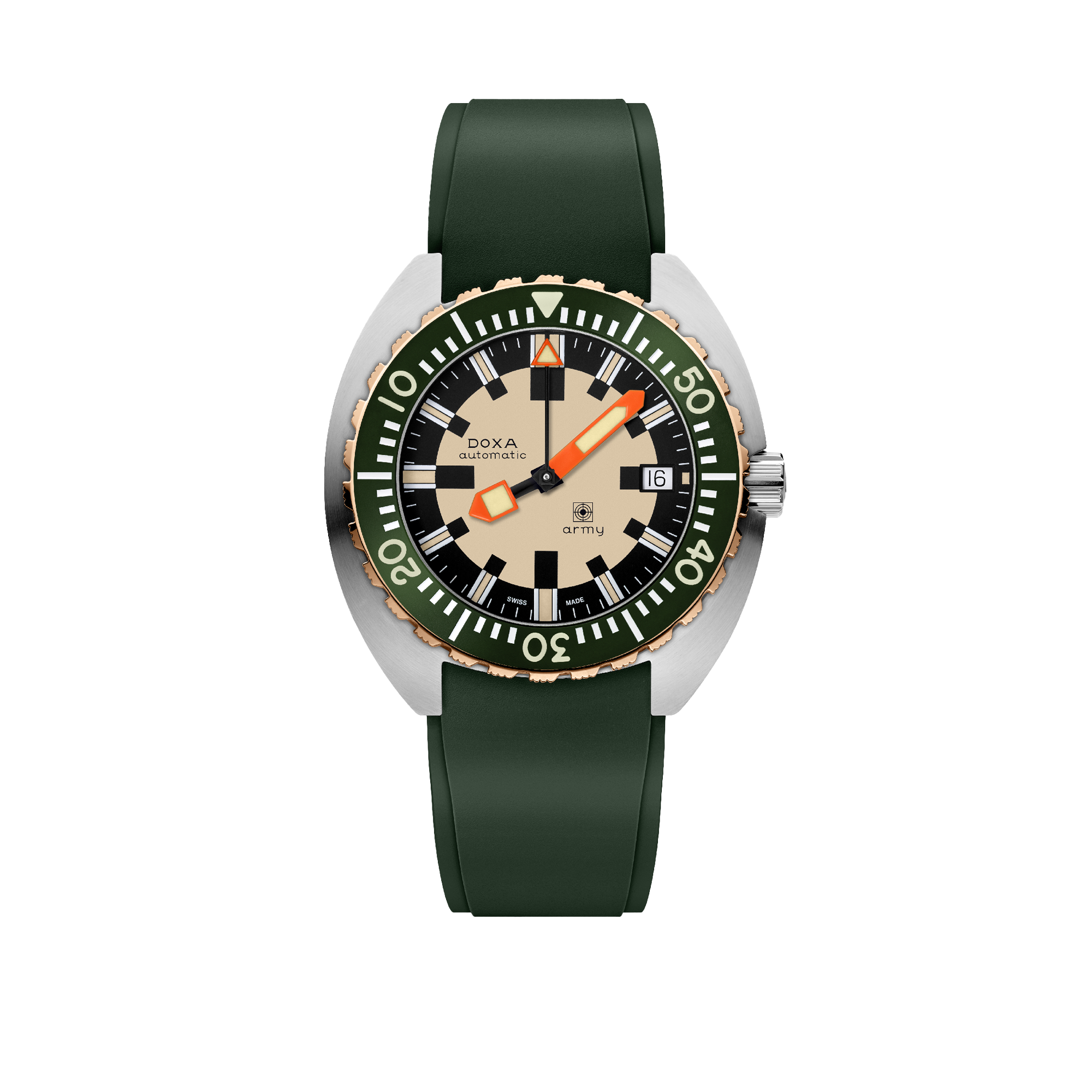 DOXA Army Green Stainless Steel & Bronze Rubber Strap 785.60.031.26