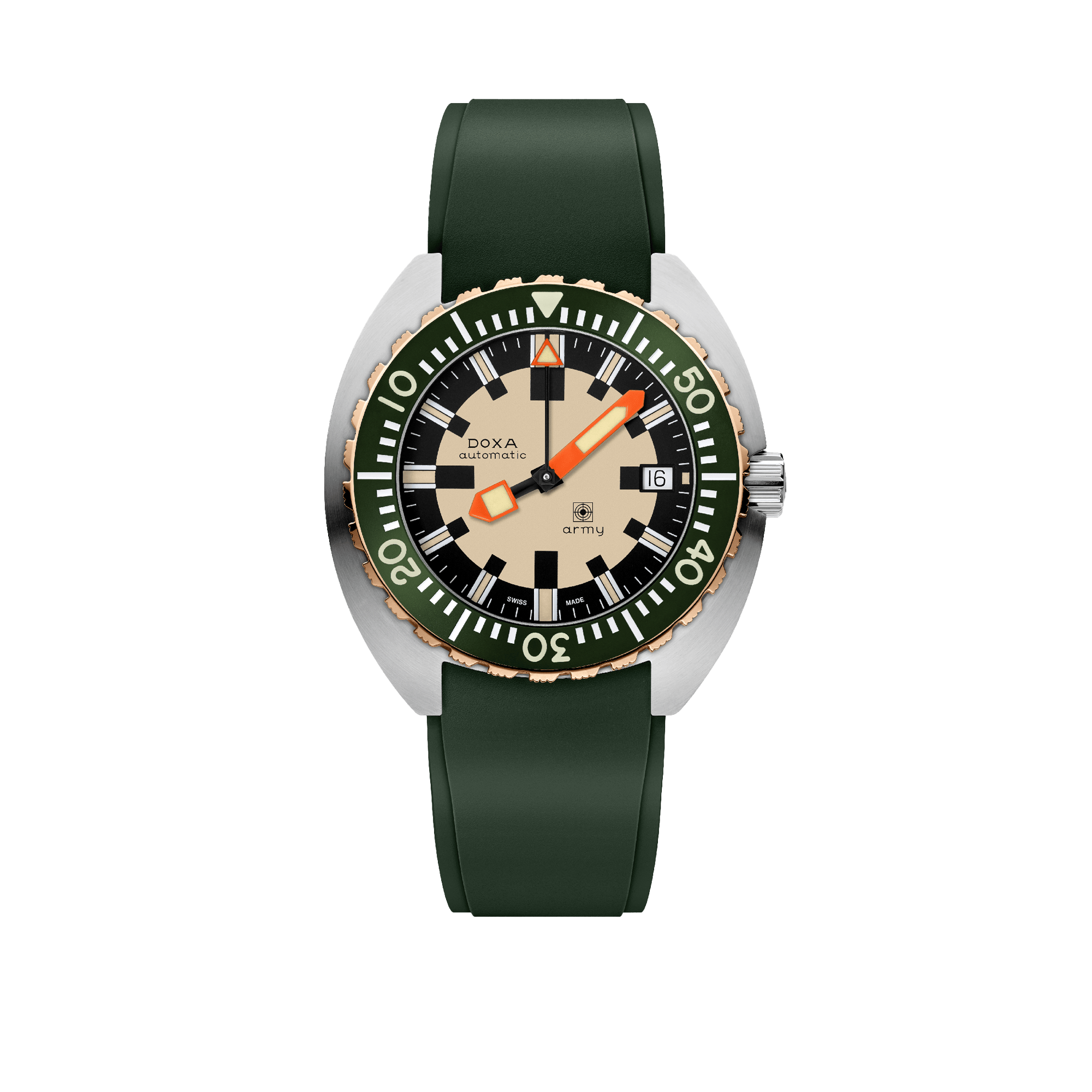 DOXA Army Green Stainless Steel & Bronze Rubber Strap 785.60.031.26
