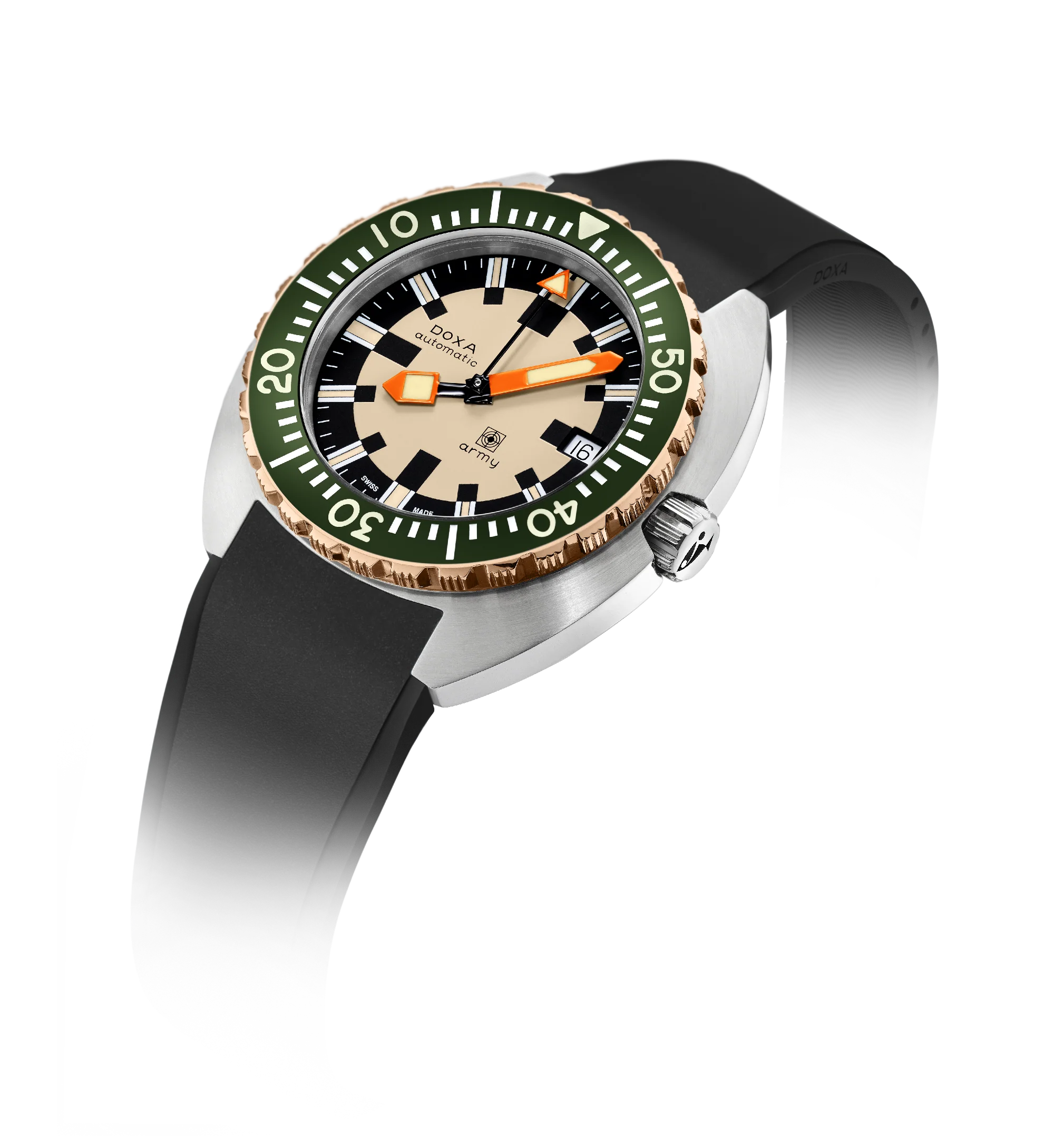 DOXA Army Green Stainless Steel & Bronze Rubber Strap 785.60.031.26