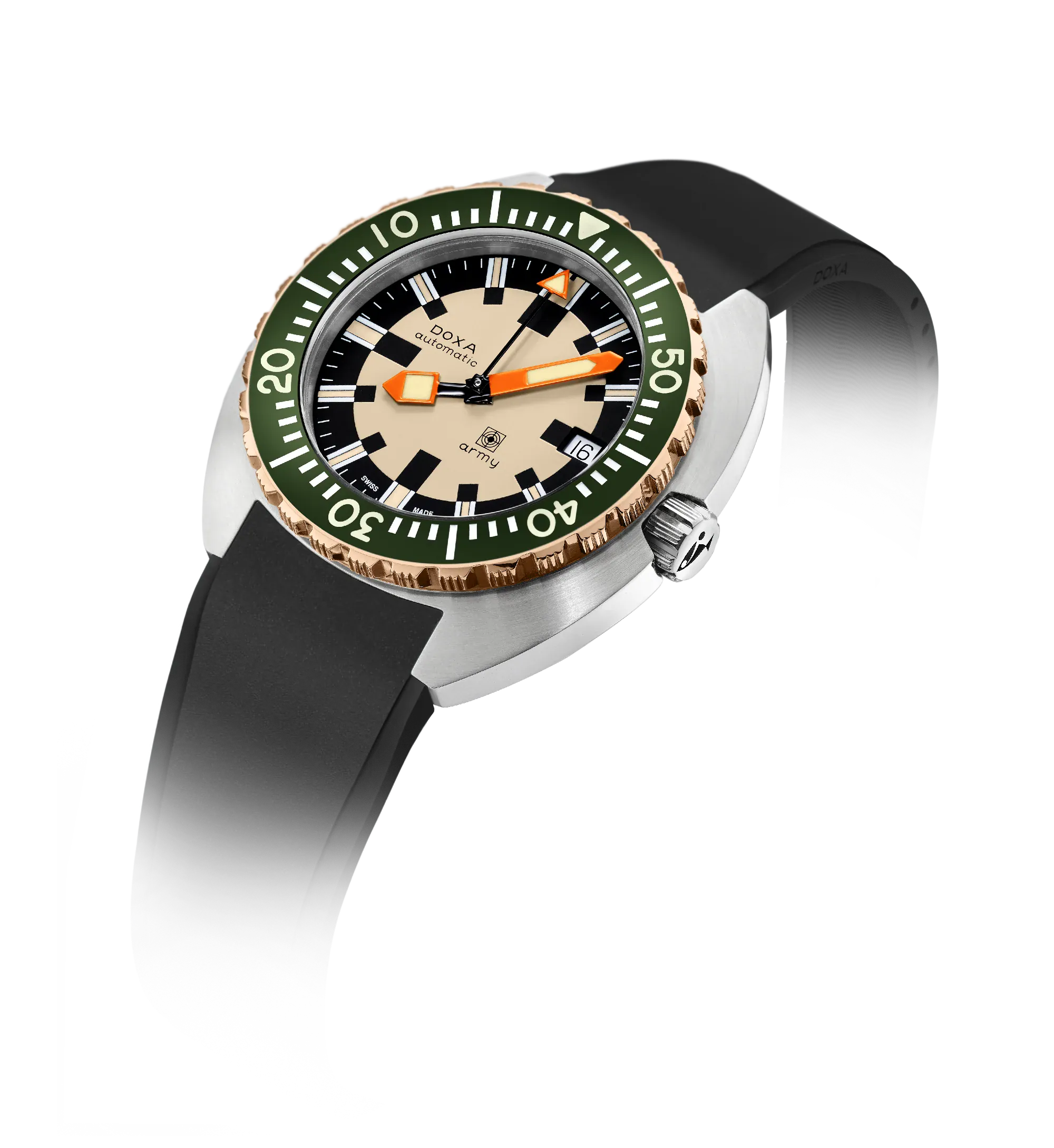 DOXA Army Green Stainless Steel & Bronze Rubber Strap 785.60.031.26