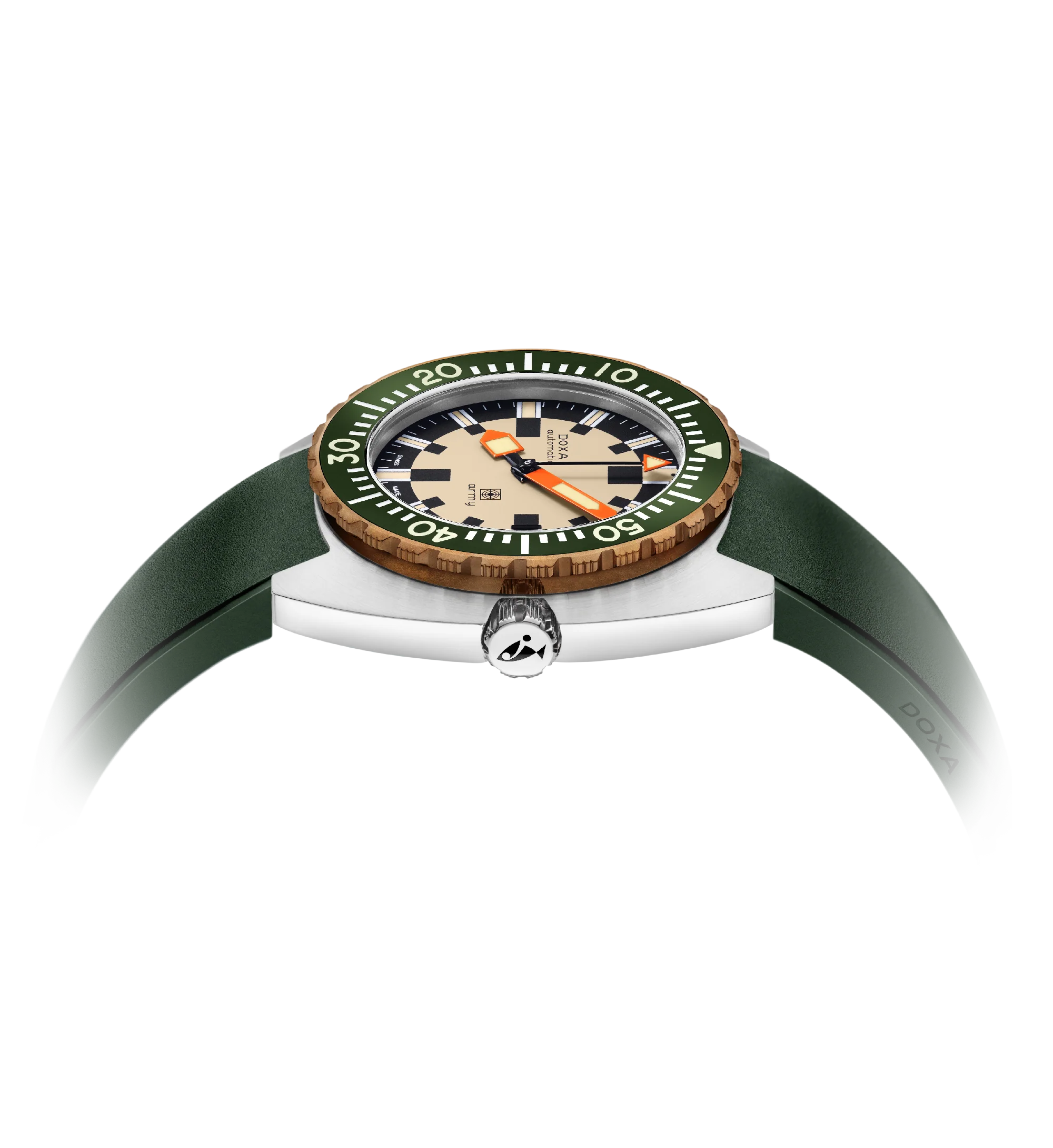 DOXA Army Green Stainless Steel & Bronze Rubber Strap 785.60.031.26