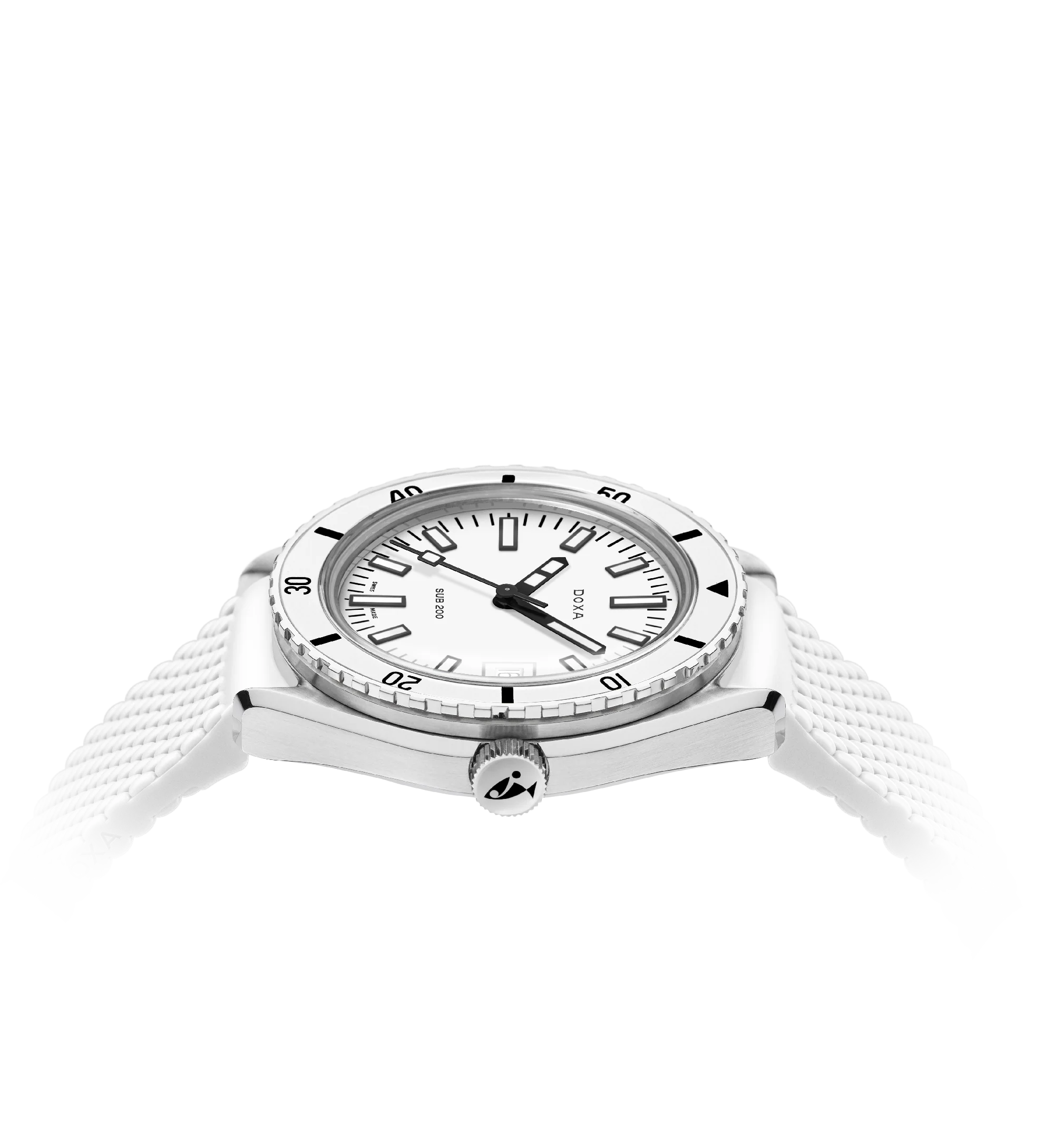 DOXA SUB 200 Whitepearl Stainless Steel Rubber Strap 799.15.011.23