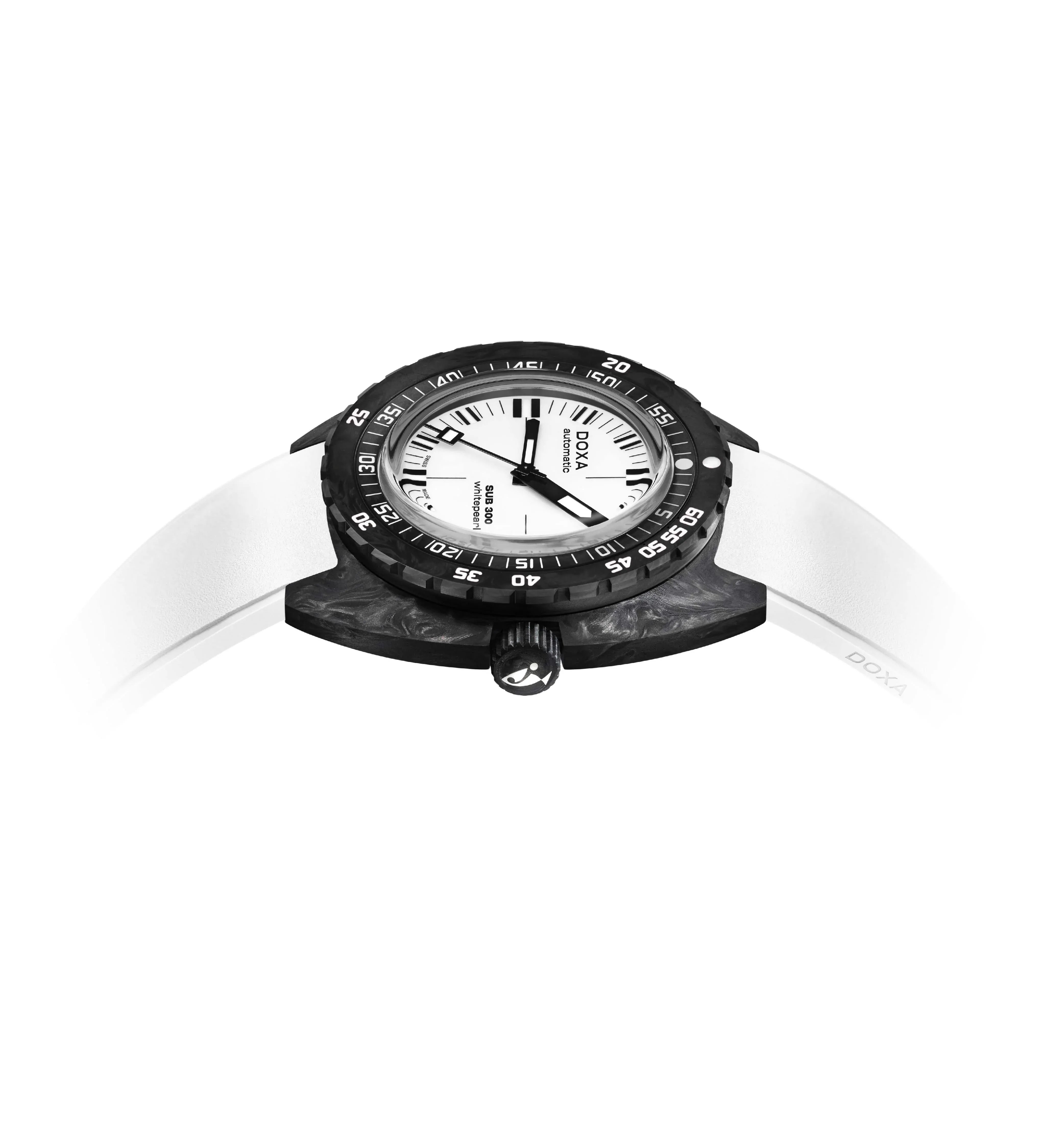 DOXA SUB 300 Carbon Whitepearl Rubber Strap 822.70.011.23