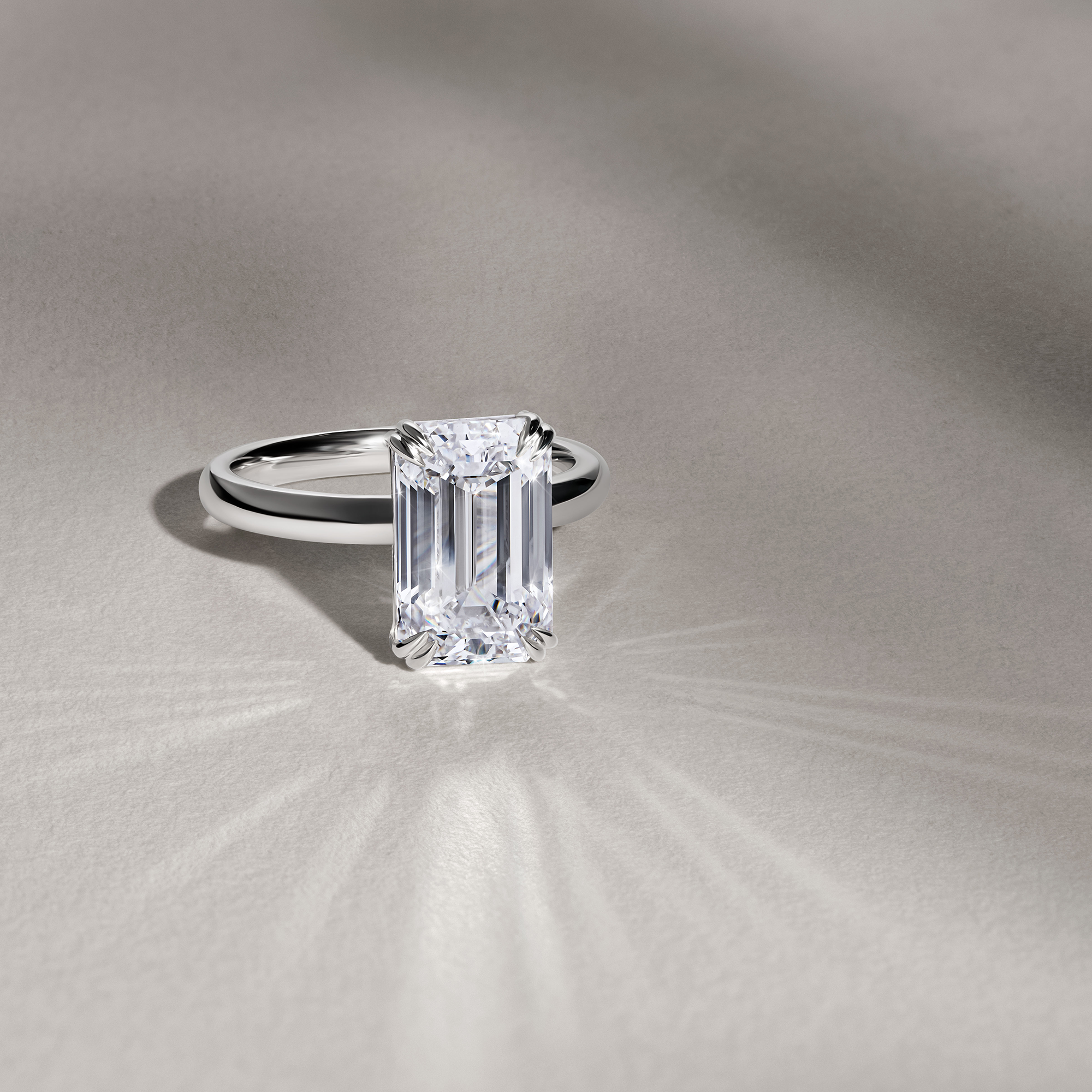5.02 Carat Emerald Cut Solitaire Engagement Ring in 18ct White Gold