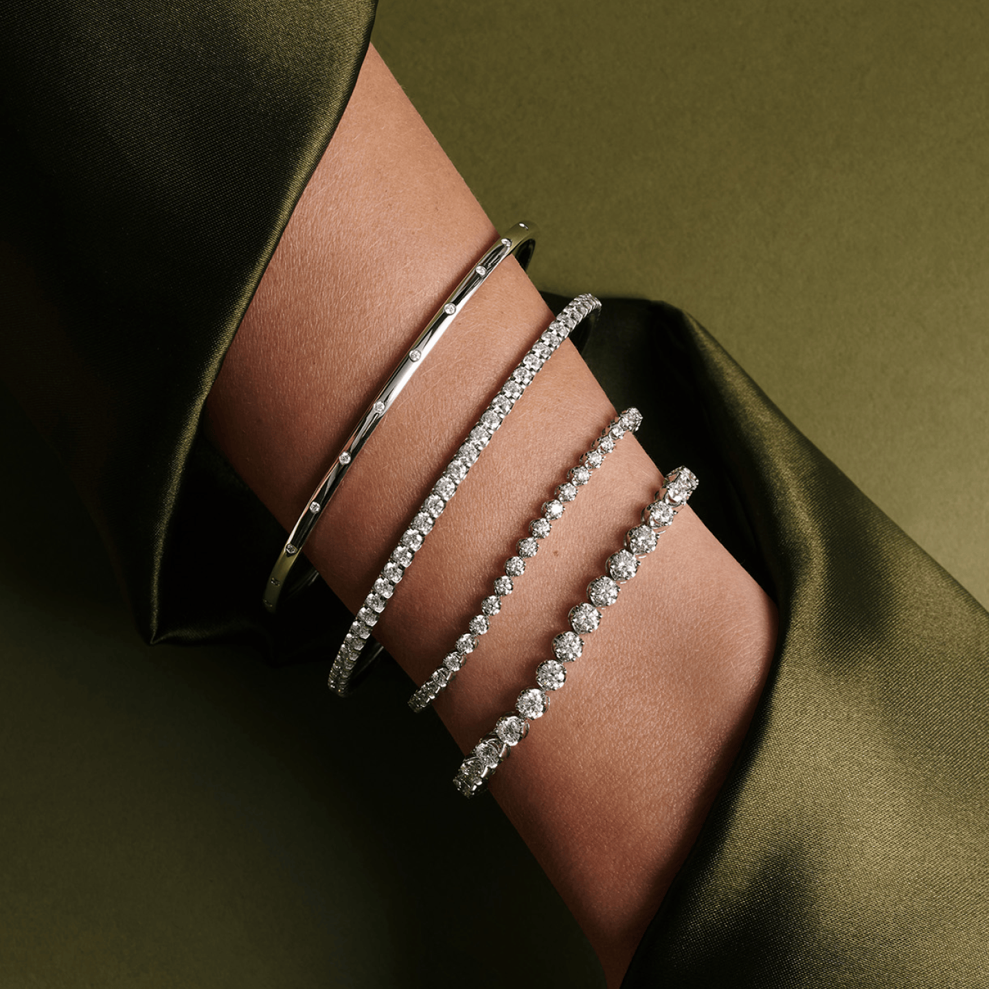 Quintessential Diamond Bangle in 18ct White Gold