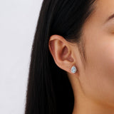 Pear Cut Aquamarine and Diamond Halo Stud Earrings in 18ct White Gold