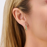 Diamond and Emerald Huggie Earrings in 18ct Yellow Gold