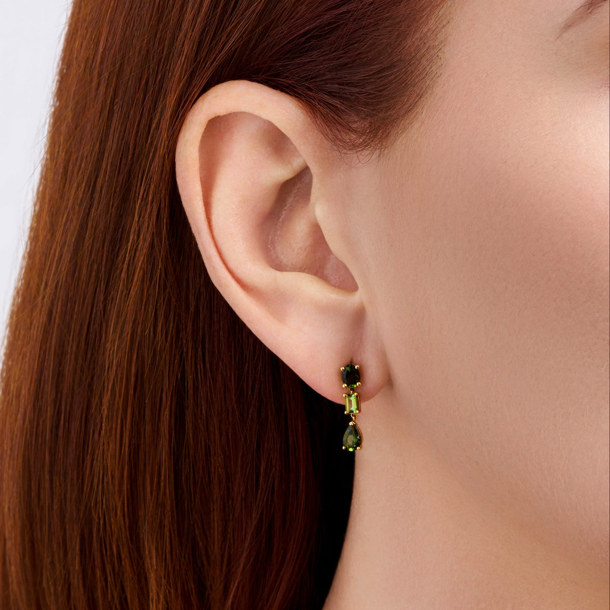 Graduated Tourmaline Earrings in 18ct Yellow Gold