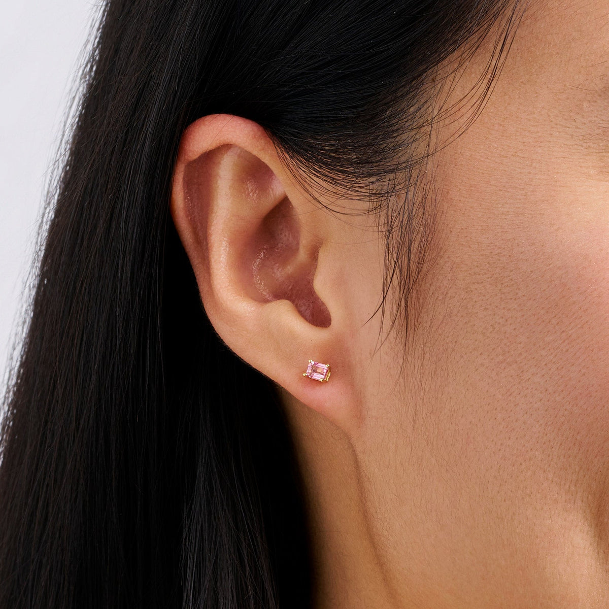 Pink Tourmaline Stud Earrings in 18ct Yellow Gold