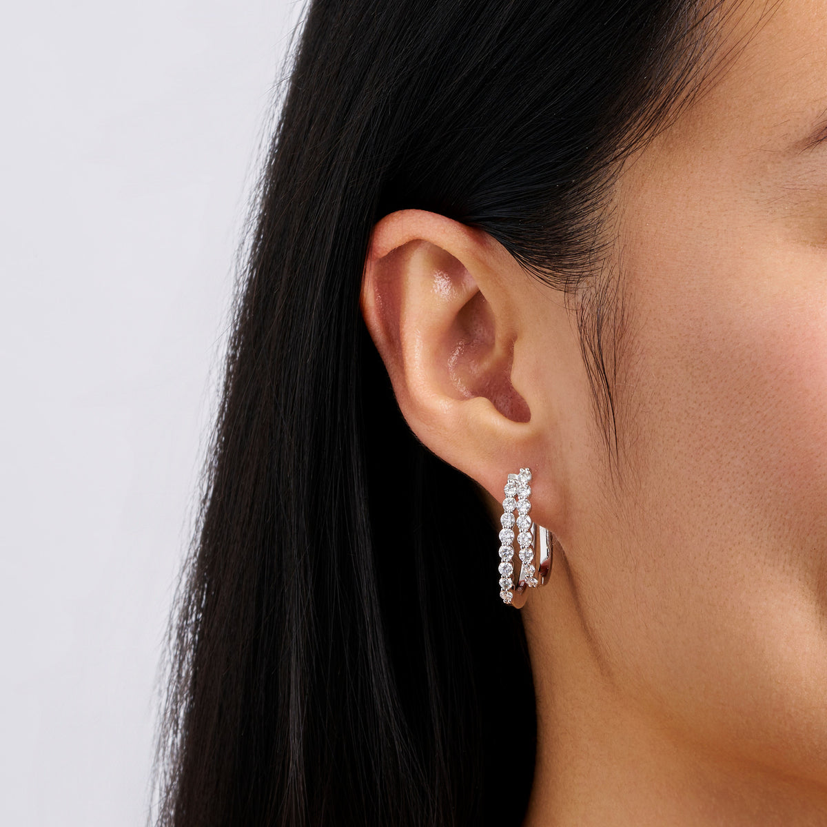 Quintessential 1.92 Carat Diamond Hoop Earrings in 18ct White Gold