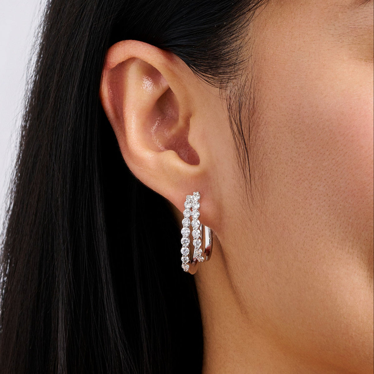 Quintessential 1.92 Carat Diamond Hoop Earrings in 18ct White Gold