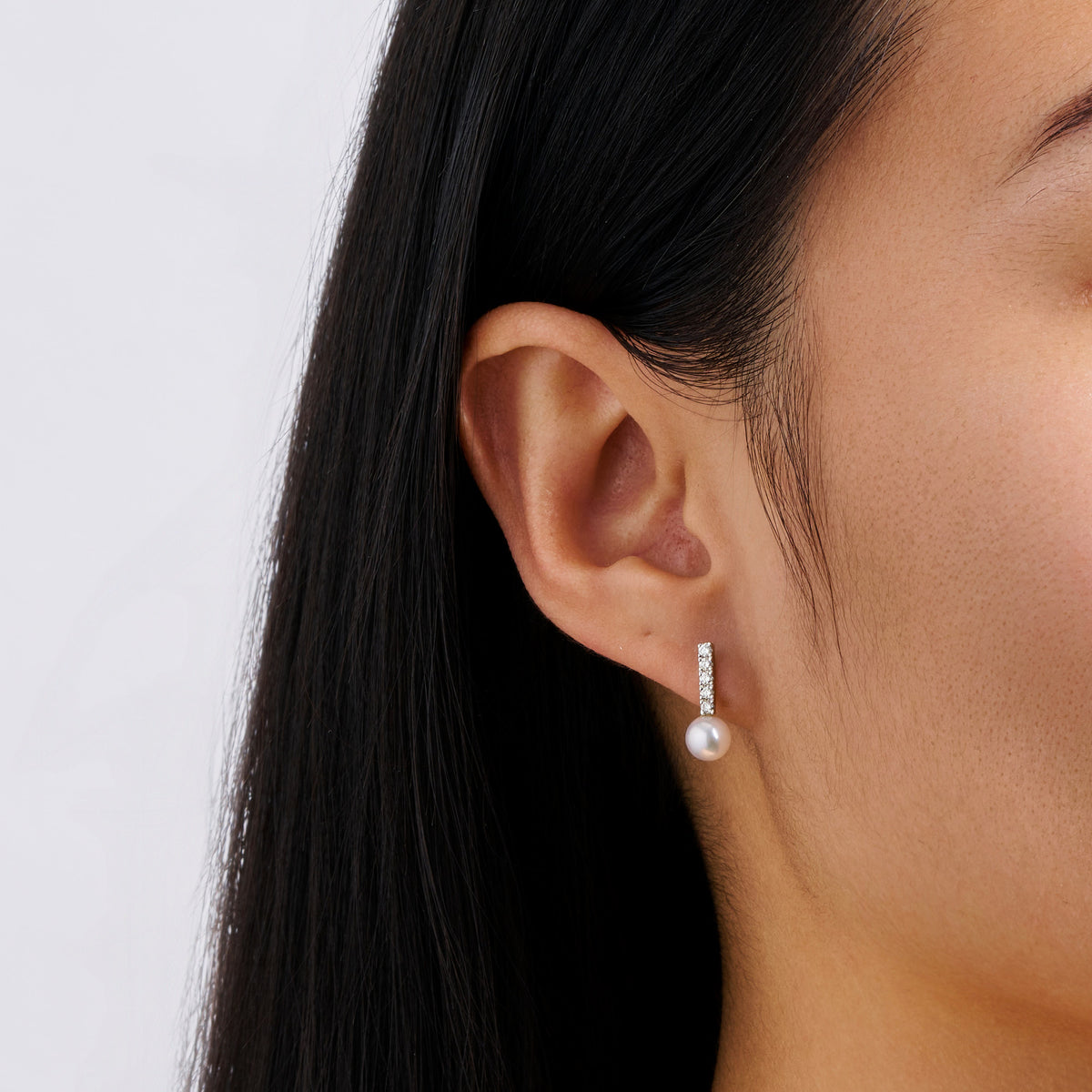 Akoya Pearl and Diamond Stud Earrings in 14ct White and Yellow Gold