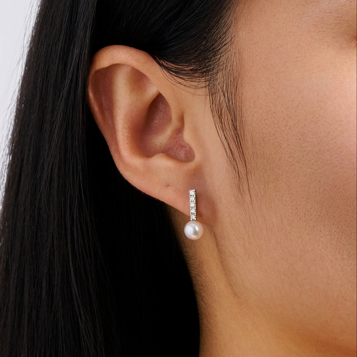 Akoya Pearl and Diamond Stud Earrings in 14ct White and Yellow Gold
