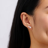 Akoya Pearl Graduated Stud Earrings in 14ct Yellow Gold