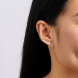 Akoya Pearl Climber Earrings in 14ct Yellow Gold