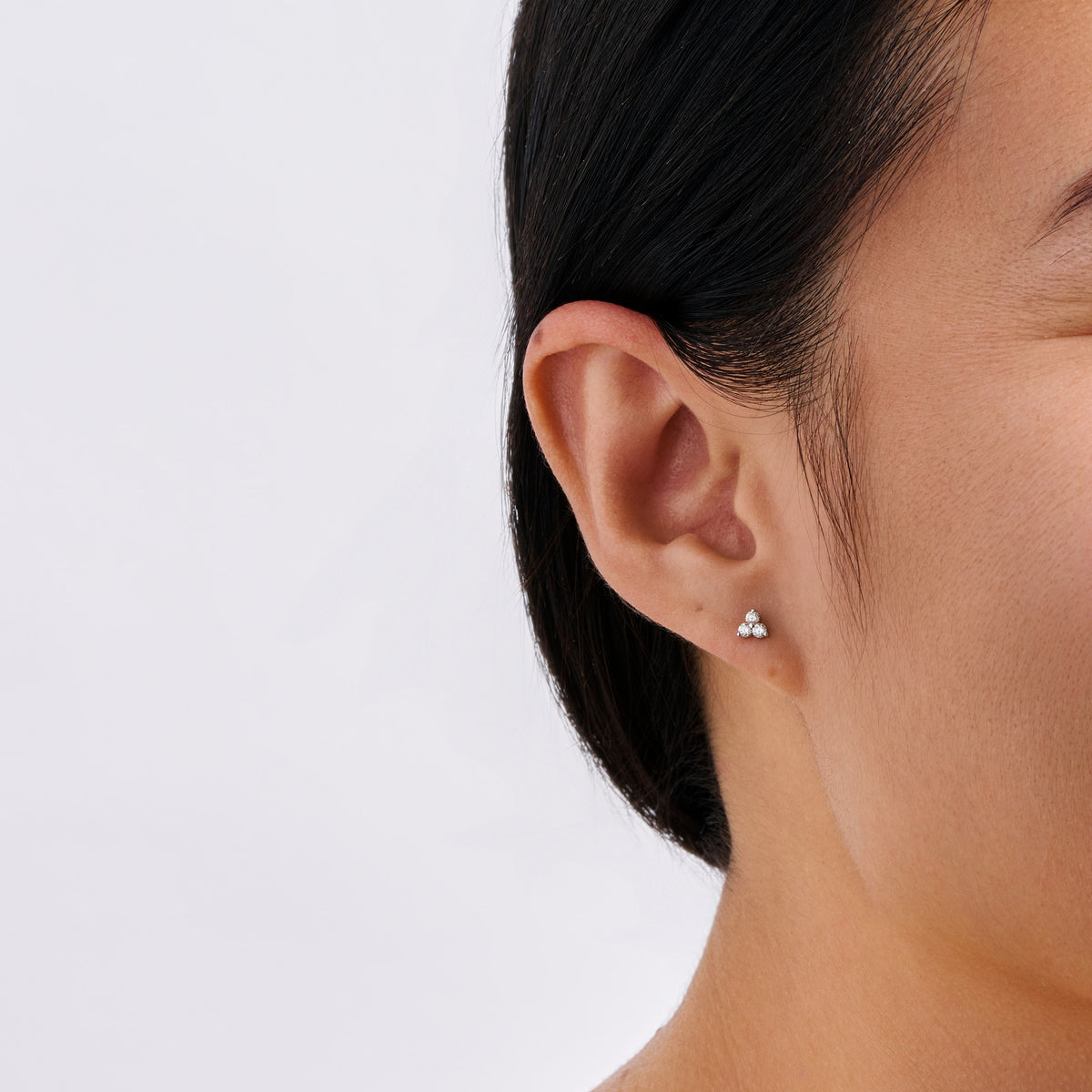 Trinity Diamond Stud Earrings in 18ct White Gold