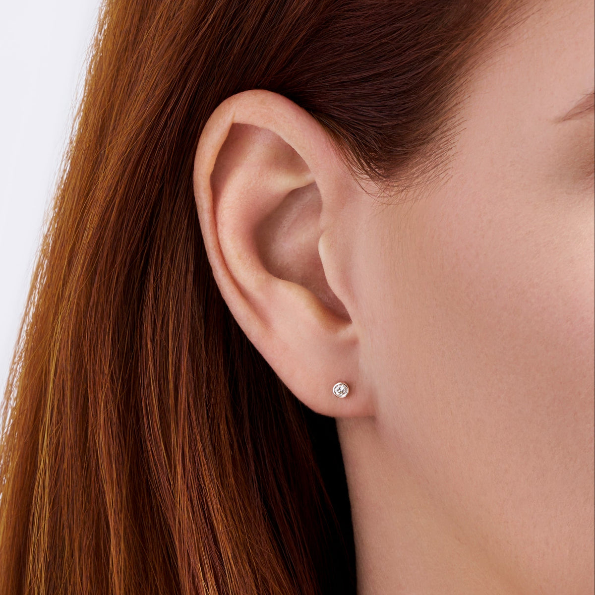 Bezel Set 0.10 Carat Diamond Stud Earrings in 18ct White Gold