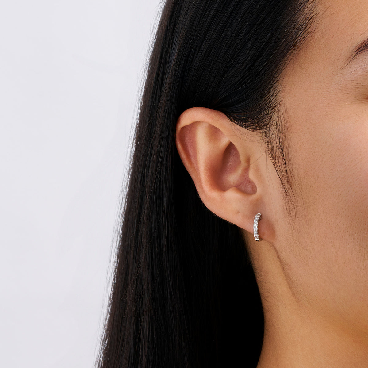 Diamond Huggie Earrings in 18ct White Gold