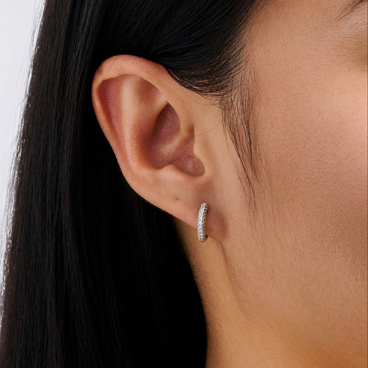 Pavé Diamond Huggie Earrings in 18ct White Gold