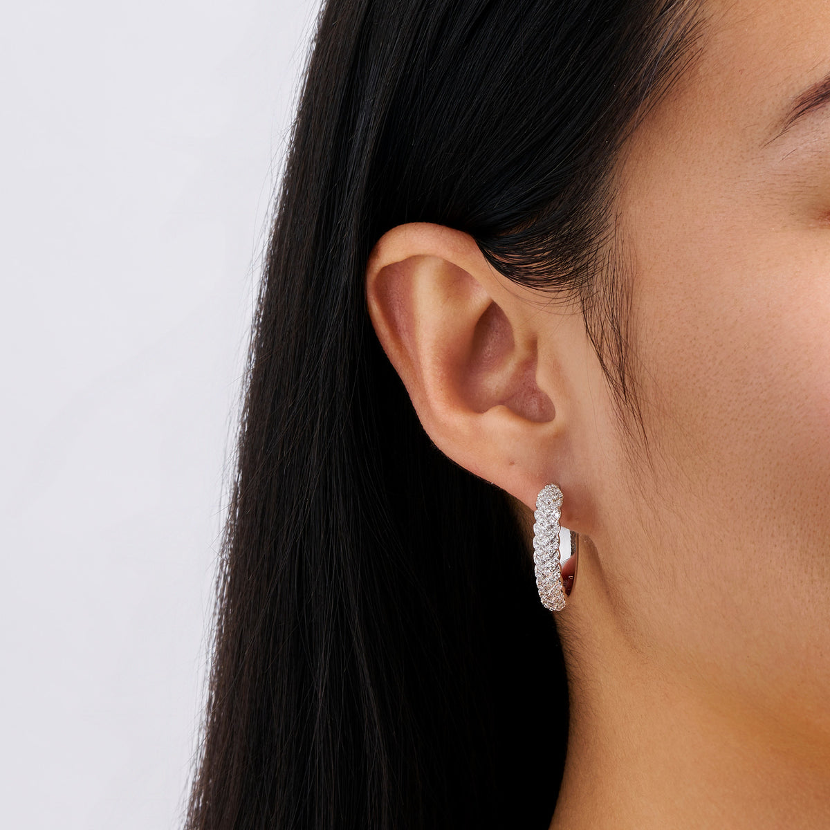 0.75 Carat Diamond Vera Huggie Earrings in 14ct White Gold