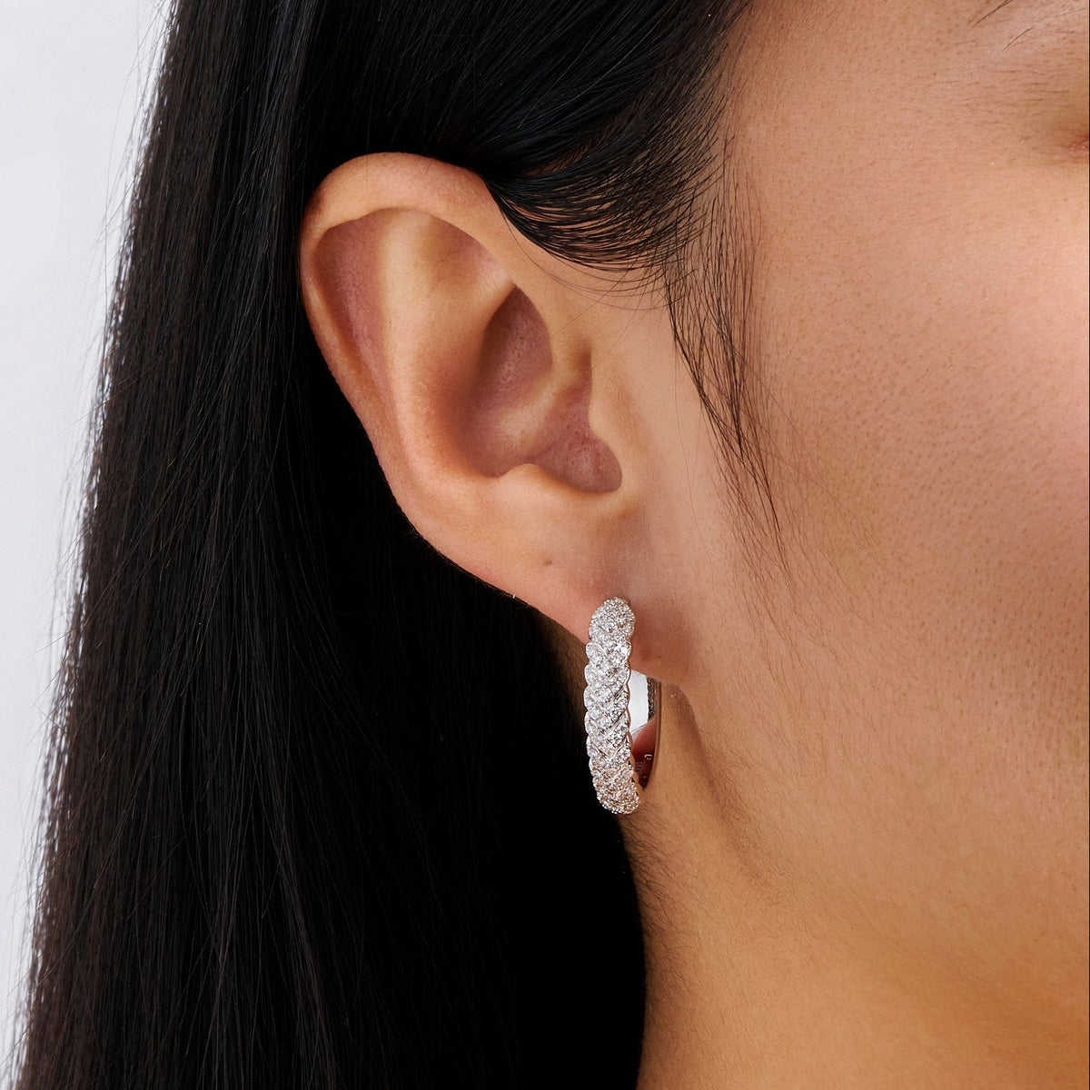 0.75 Carat Diamond Vera Huggie Earrings in 14ct White Gold
