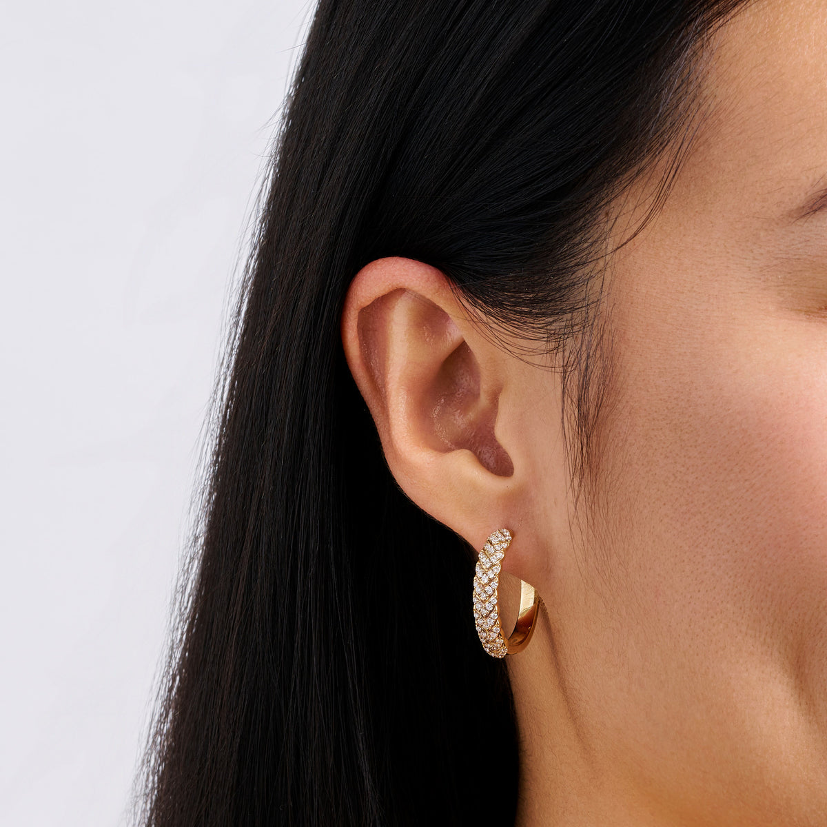 0.75 Carat Diamond Vera Huggie Earrings in 14ct Yellow Gold