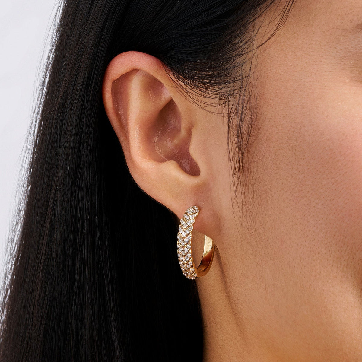 0.75 Carat Diamond Vera Huggie Earrings in 14ct Yellow Gold