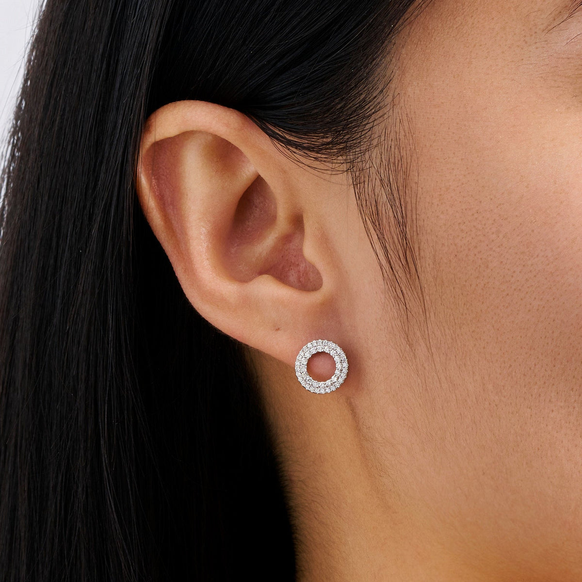 0.46 Carat Diamond Circle Earrings in 18ct White Gold