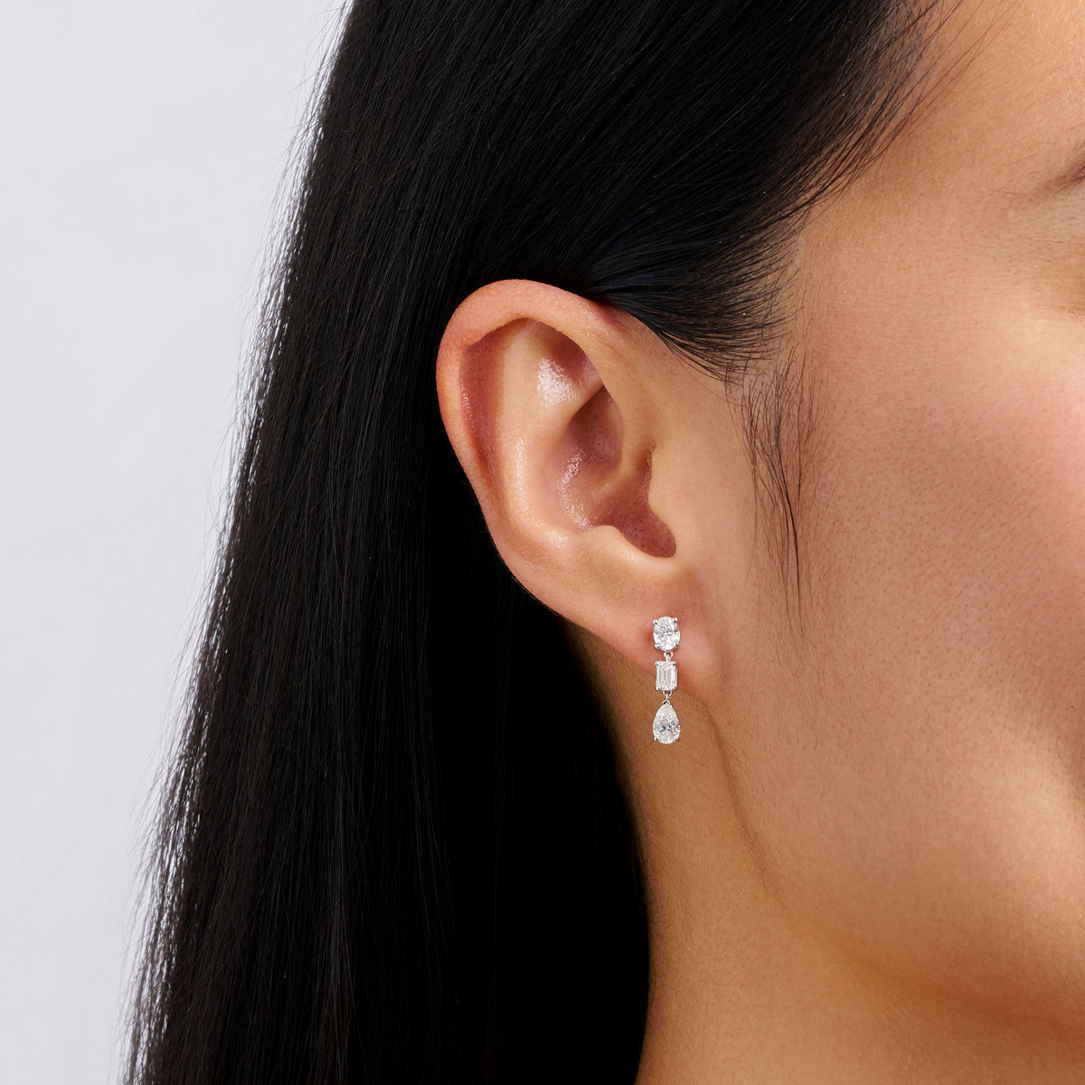 Fancy Cut Diamond Drop Earrings in 18ct White Gold