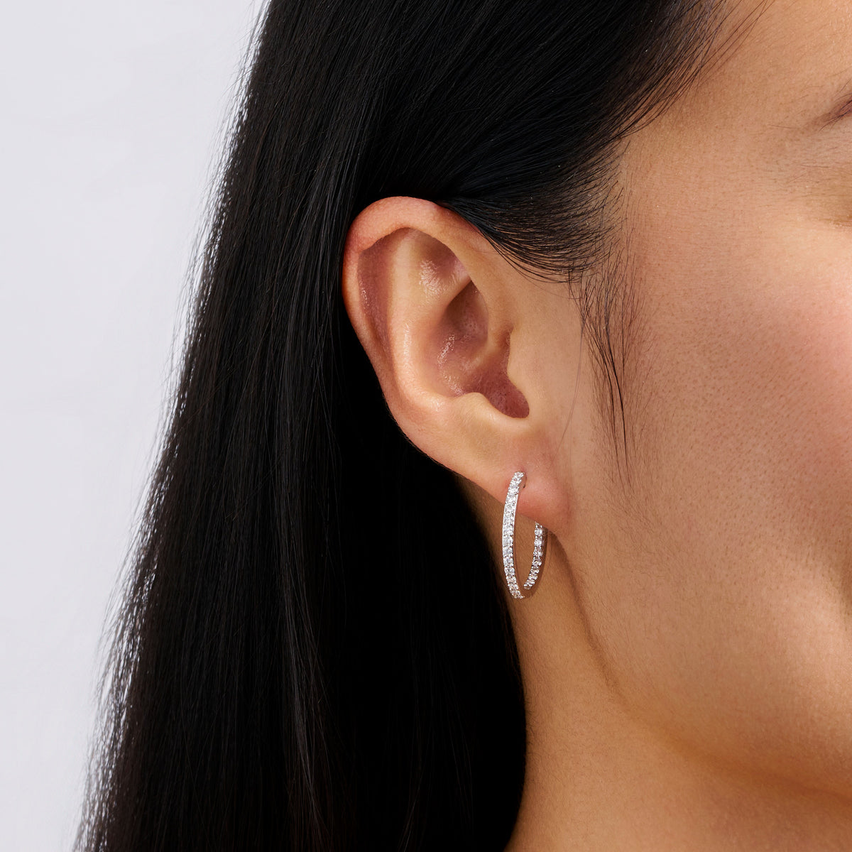 1.00 Carat Diamond Huggie Hoop Earrings in 18ct White Gold