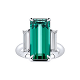 9.63ct Lagoon Tourmaline and 0.82ct Diamond Ring in 18ct White Gold